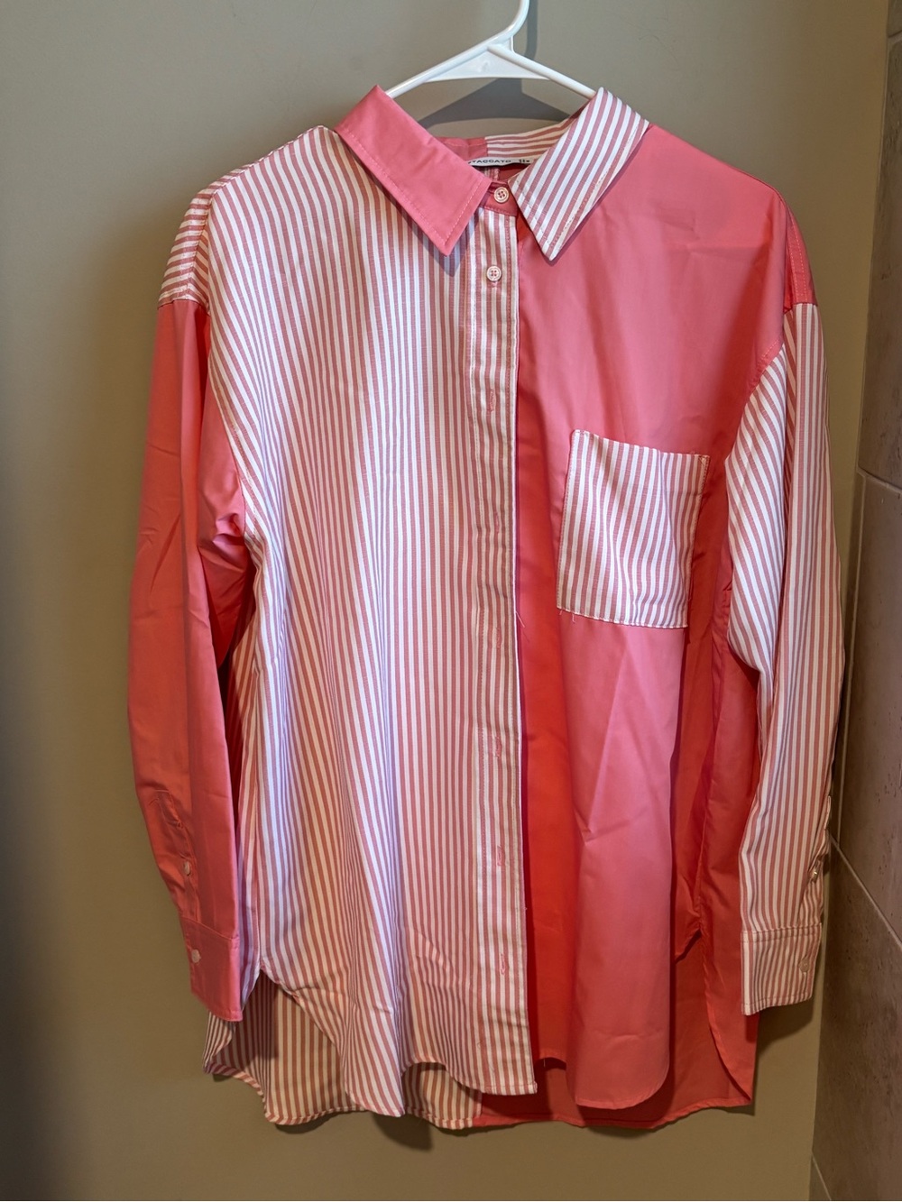 Staccato Pink Two-Tone Striped & Solid Button-Down Shirt